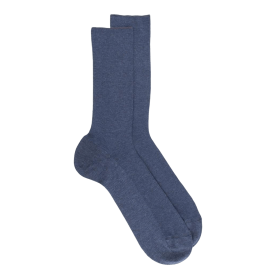 Comfort cotton socks without elasticated top - Blue | Doré Doré