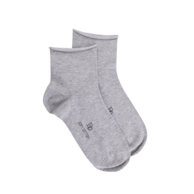 Women's jersey knit ankle socks with roll'top - Grey | Doré Doré