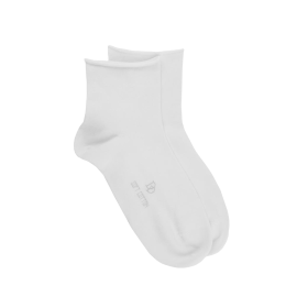 Women's jersey knit ankle socks with roll'top - White | Doré Doré