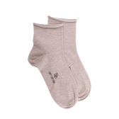 Women's jersey knit ankle socks with roll'top - Beige | Doré Doré
