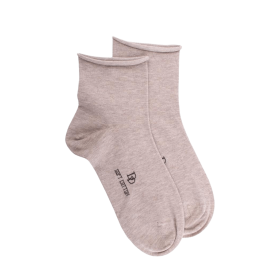 Women's jersey knit ankle socks with roll'top - Beige | Doré Doré