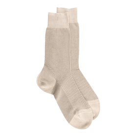 Men's mercerised cotton lisle caviar socks - Beige | Doré Doré
