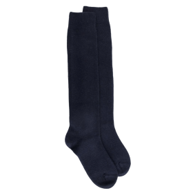 Women's long wool and cashmere plain socks - Navy | Doré Doré