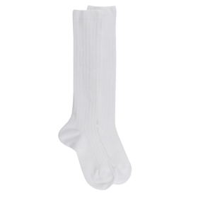 White ribbed knee high socks in soft cotton for children | Doré Doré