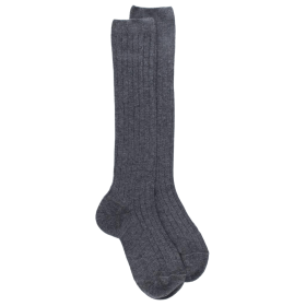 Children's soft cotton ribbed knee-high socks - Grey | Doré Doré