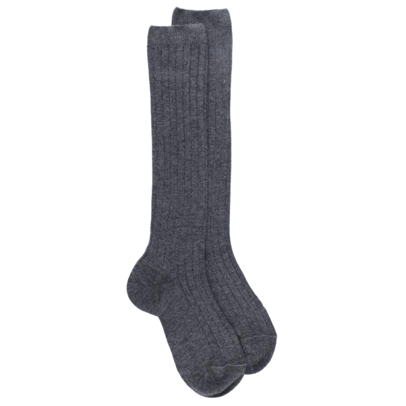 Children's soft cotton ribbed knee-high socks - Grey | Doré Doré