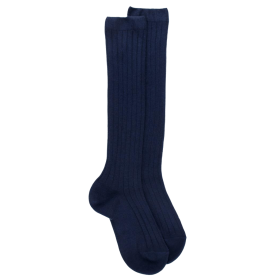 Children's soft cotton ribbed knee-high socks - Blue | Doré Doré
