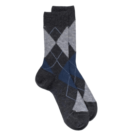 Men's merino wool argyle pattern socks - Grey | Doré Doré