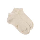 Girl's cotton socks with shiny lurex effect - Glossy beige | Doré Doré