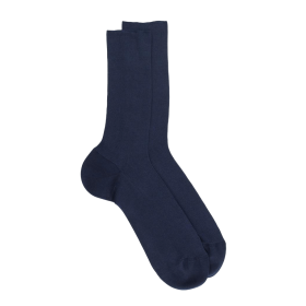 Comfort cotton socks without elasticated top - Navy blue | Doré Doré