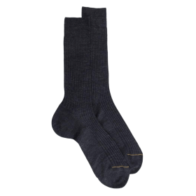 Men's luxury fine merino wool ribbed socks - Grey | Doré Doré