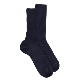 Men's 100% merino wool ribbed socks - Dark blue | Doré Doré