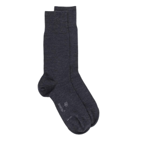Men's wool and cotton jersey knit socks - Dark grey | Doré Doré