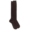 Men's pure cotton lisle ribbed knee-high socks - Dark brown