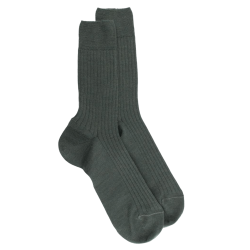 Men's merino wool ribbed socks - Thuja Green | Doré Doré