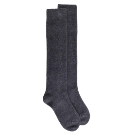Women's long wool and cashmere plain socks - Dark grey | Doré Doré