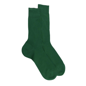 Men's 100% mercerised cotton lisle ribbed socks - Chlorophyll'green | Doré Doré