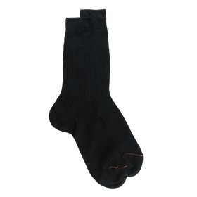 Men's luxury fine cotton lisle ribbed socks - Black | Doré Doré