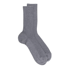 Comfort cotton socks without elasticated top - Mid grey | Doré Doré