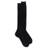 Ribbed knee-high socks in mercerised cotton lisle - Black