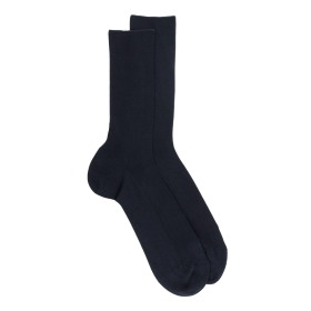 Comfort cotton socks without elasticated top - Dark blue | Doré Doré