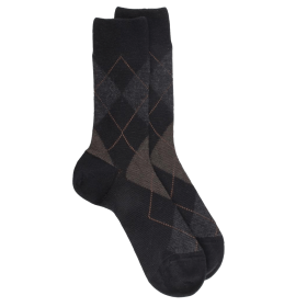 Men's merino wool argyle pattern socks - Black | Doré Doré