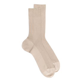 Comfort cotton socks without elasticated top - Beige | Doré Doré