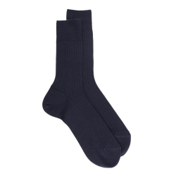 Men's merino wool ribbed socks - Dark blue | Doré Doré