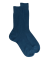 Men's ribbed socks in mercerised cotton lisle - Navy blue