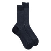 Men's mercerised cotton lisle two-tone socks - Grey and blue | Doré Doré