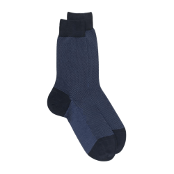 Men's mercerised cotton lisle caviar socks - Blue | Doré Doré