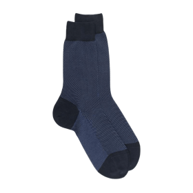 Men's mercerised cotton lisle caviar socks - Blue | Doré Doré
