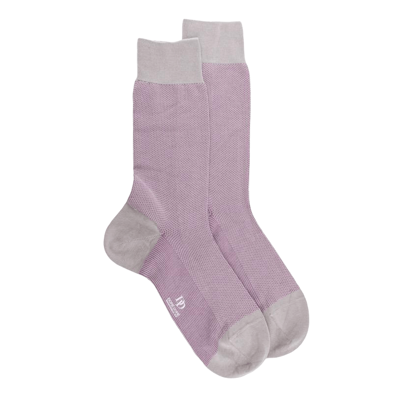 Men's mercerised cotton lisle caviar socks - Grey & pink | Doré Doré