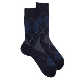 Men's wool socks patterned in three colors - 40 | Doré Doré