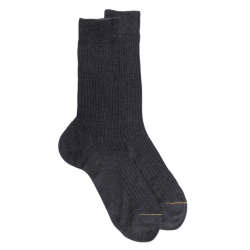 Men's luxury fine cotton lisle ribbed socks - Grey | Doré Doré