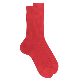 Men's luxury fine cotton lisle ribbed socks - Red | Doré Doré