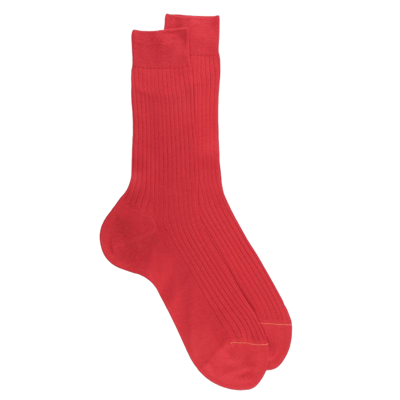 Men's luxury fine cotton lisle ribbed socks - Red | Doré Doré