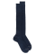 Ribbed knee-high socks in mercerised cotton lisle - Navy blue