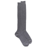 Men's pure cotton lisle ribbed knee-high socks - Medium grey