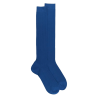 Ribbed knee-high socks in mercerised cotton lisle - Navy blue