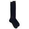 Men's pure cotton lisle ribbed knee-high socks - Dark blue