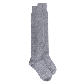 Women's long wool and cashmere plain socks - Oxford grey | Doré Doré