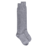 Women's long wool and cashmere plain socks - Oxford grey