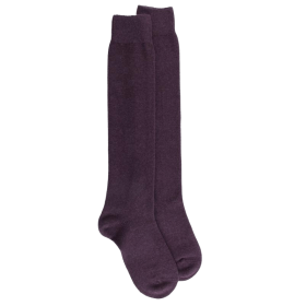 Women's long wool and cashmere plain socks - Mulberry purple | Doré Doré