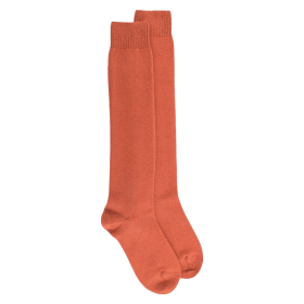 Women's long wool and cashmere plain socks - Copper | Doré Doré