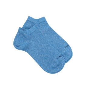 Women's cotton socks with shiny lurex effect - Blue | Doré Doré