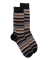 Men's striped cotton lisle socks - Black & Grey Metal