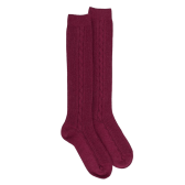 Women's wool and cashmere knee-highs with twisted pattern - Red | Doré Doré