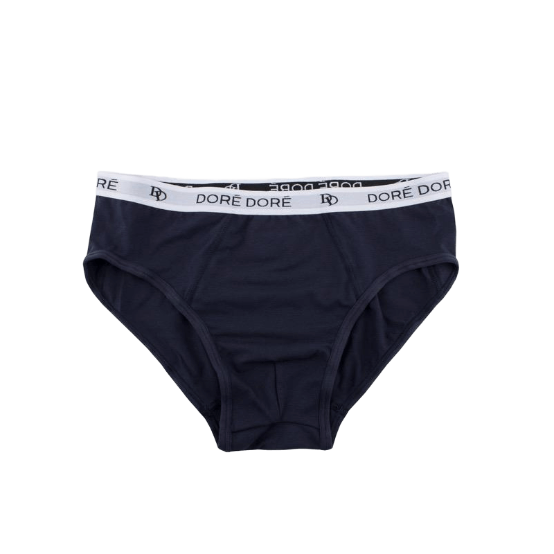 Men's plain cotton briefs with branded elastic stone - Navy blue | Doré Doré