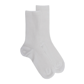 Women's ribbed cotton lisle socks - White | Doré Doré